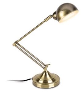 brass desk task light with adjustable arm and touch control
