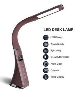 led compact office desk lamp with dimmable light and LCD screen