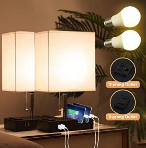 set of 2 led bedside reading lamps with phone holder