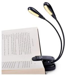 Vekkia rechargeable led book light with 2 lamp heads for night reading