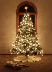 putting lights on christmas tree